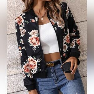 VGUC FRESRAL Floral Bomber Jacket L